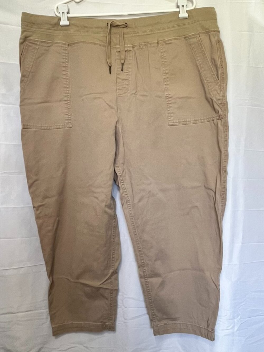 Terra & Sky Women's Plus 3X Khaki Brown Pants Drawstring Comfort Waist